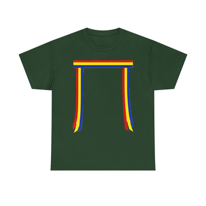 Ribbon & Arrows T‑Shirt — Minimal Tribal Ribbon Front with Crossed Arrows Back