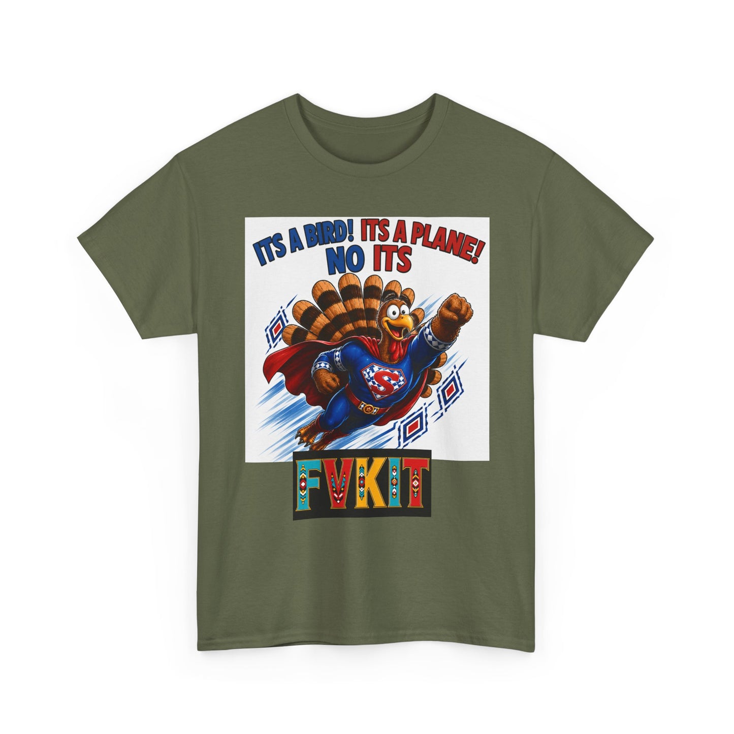 Turkey Superhero "It's a Bird! It's a Plane! No It's" with Arrow Back Print