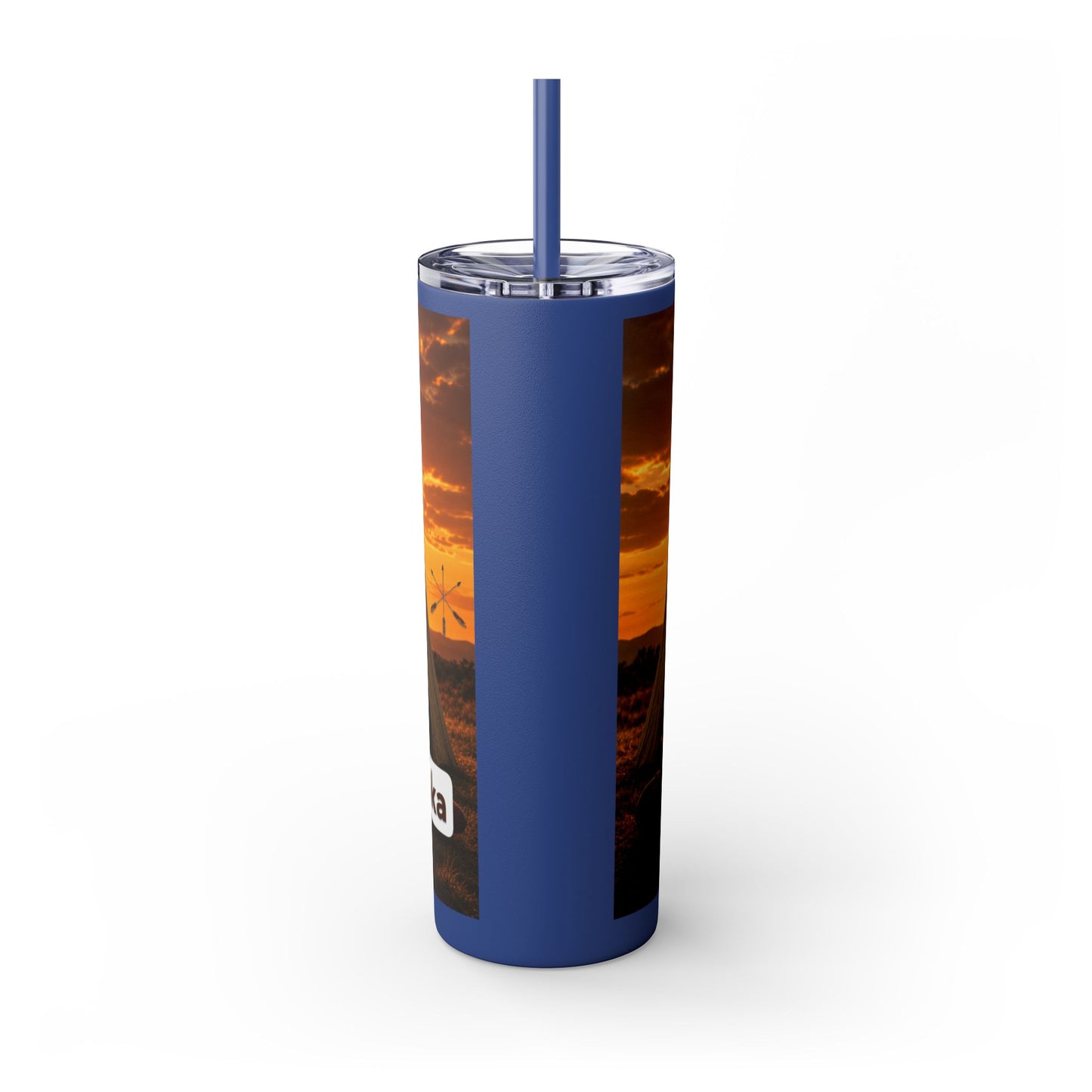 Ponca Sunset Teepee Skinny Tumbler — 20oz Insulated Straw Cup