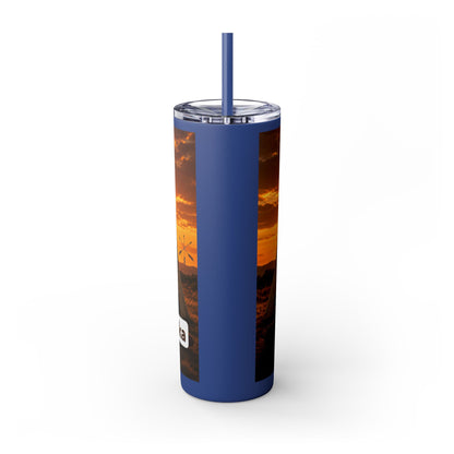 Ponca Sunset Teepee Skinny Tumbler — 20oz Insulated Straw Cup