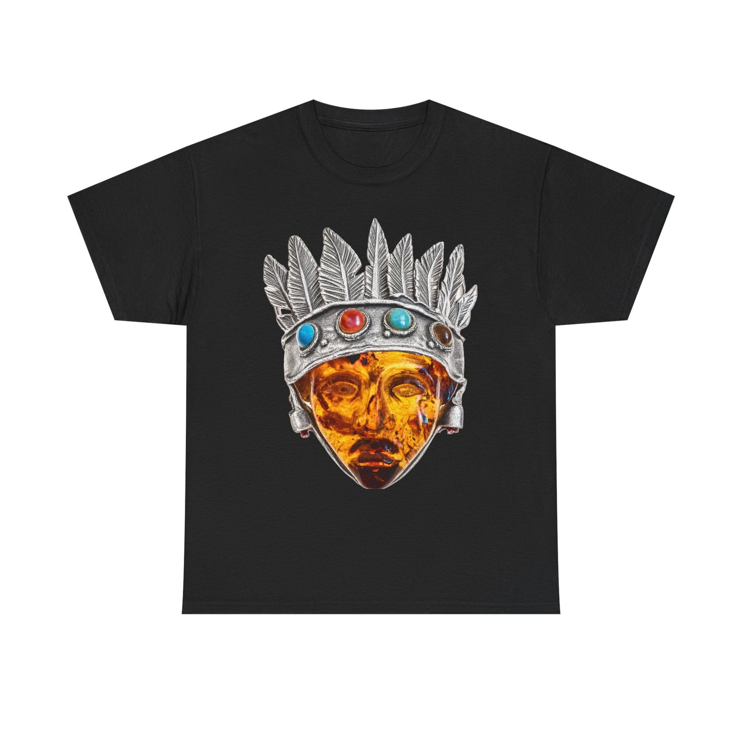 Tribal Crown Mask Tee — Vintage Gemstone Headdress Graphic T-Shirt
