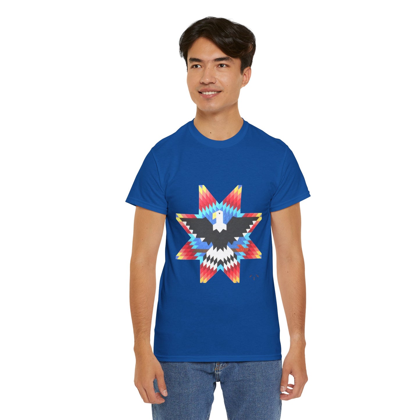 T-Shirt — Colorful Native Star Eagle Graphic Tee (Front Eagle Star, Back Crossed Arrows)
