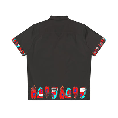 Mound Retro Surf Hawaiian Shirt — Bold Red & Teal Flip-Flop Border