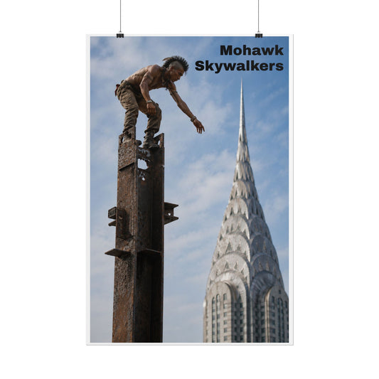 Mohawk Skywalkers Poster — Urban Rooftop Skyline Art Print