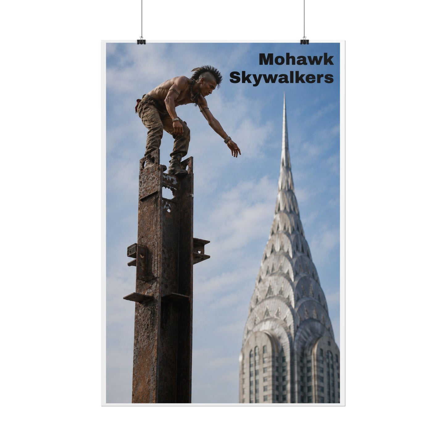 Mohawk Skywalkers Poster — Urban Rooftop Skyline Art Print