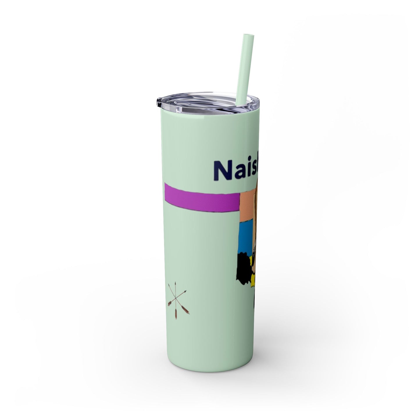Apache 20oz Skinny Tumbler with Straw — Colorful Retro Design "Naishade"