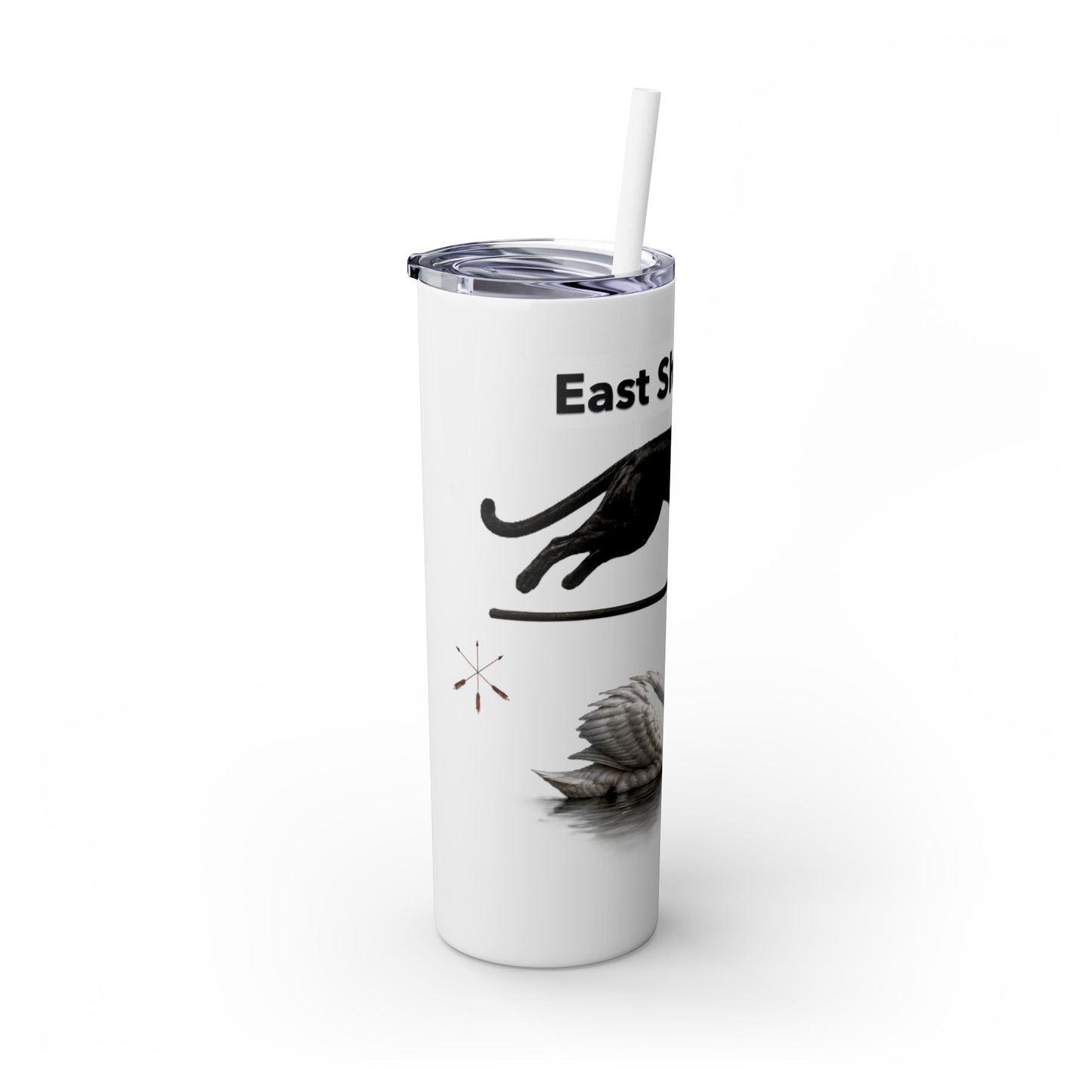 Shawnee East Skinny 20oz Tumbler with Straw — East Shawano River Swan & Otter Design