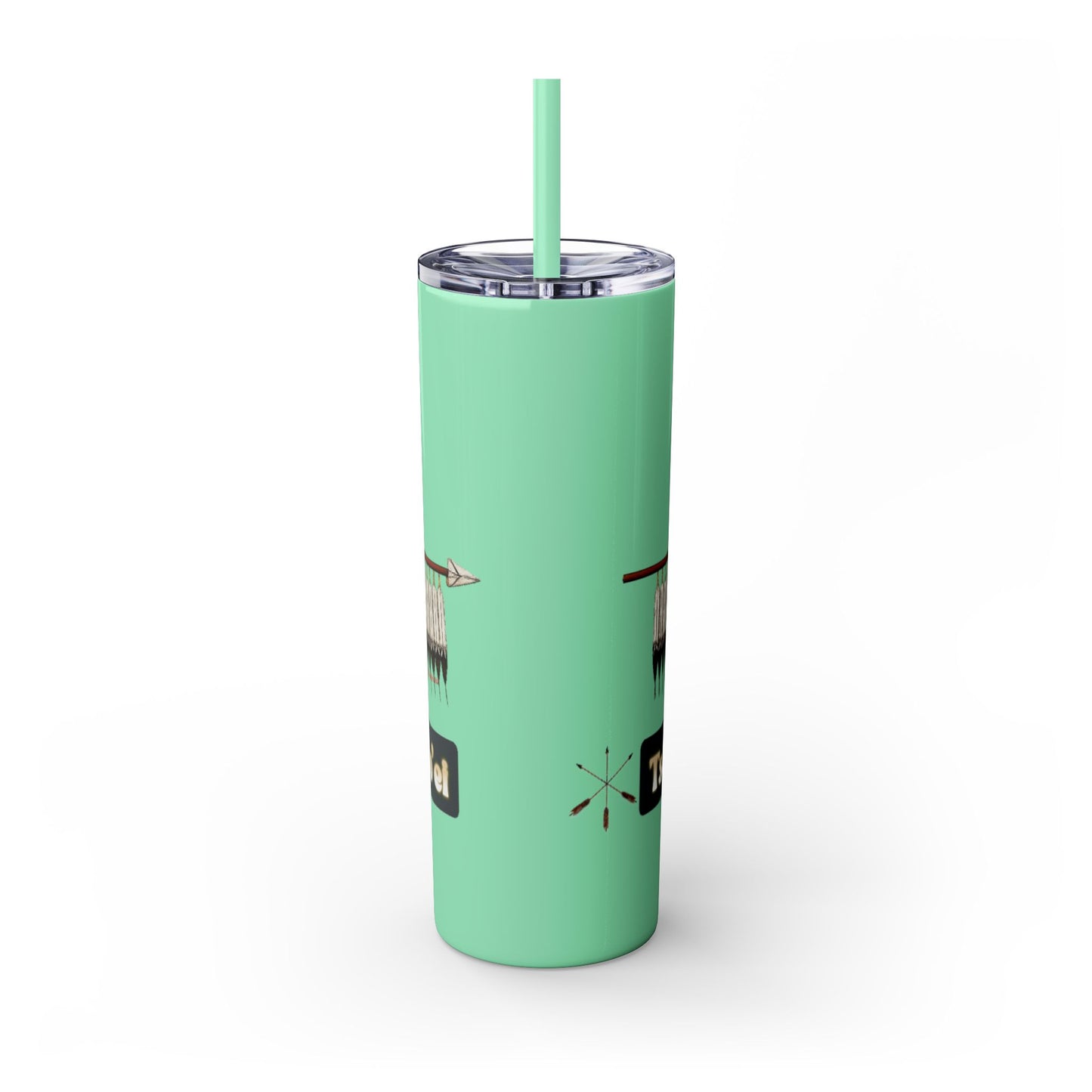 Cheyenne Arapaho 20oz Skinny Tumbler — Native American Shield & Arrows Design (Tsistsistas - Hinono'eitiit)