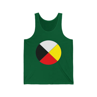 Native Medicine Wheel Tank Top — Four Directions Circle Design with Crossed Arrows