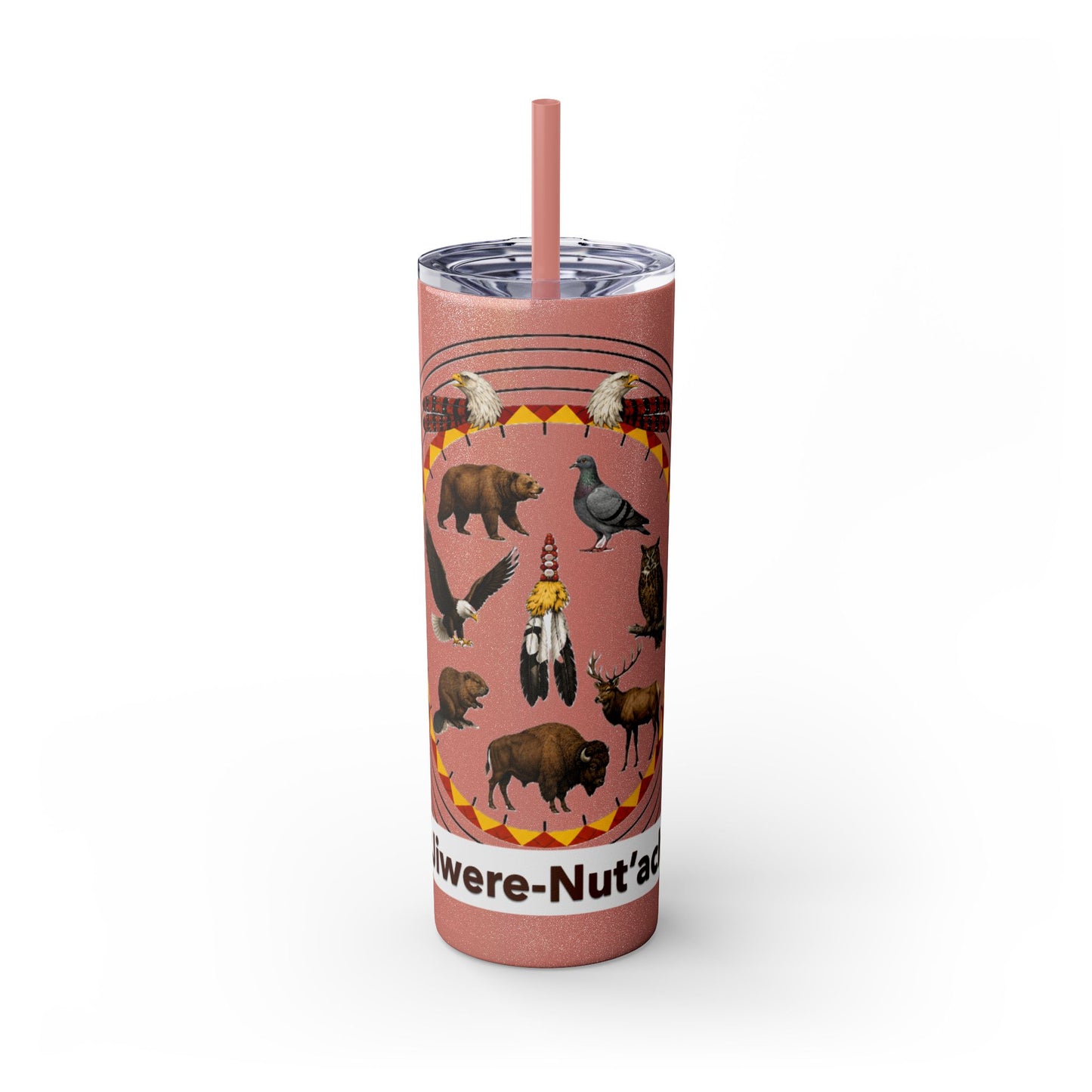 Otoe Missouria Native Animal Medicine Wheel 20oz Skinny Tumbler with Straw