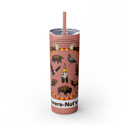 Otoe Missouria Native Animal Medicine Wheel 20oz Skinny Tumbler with Straw