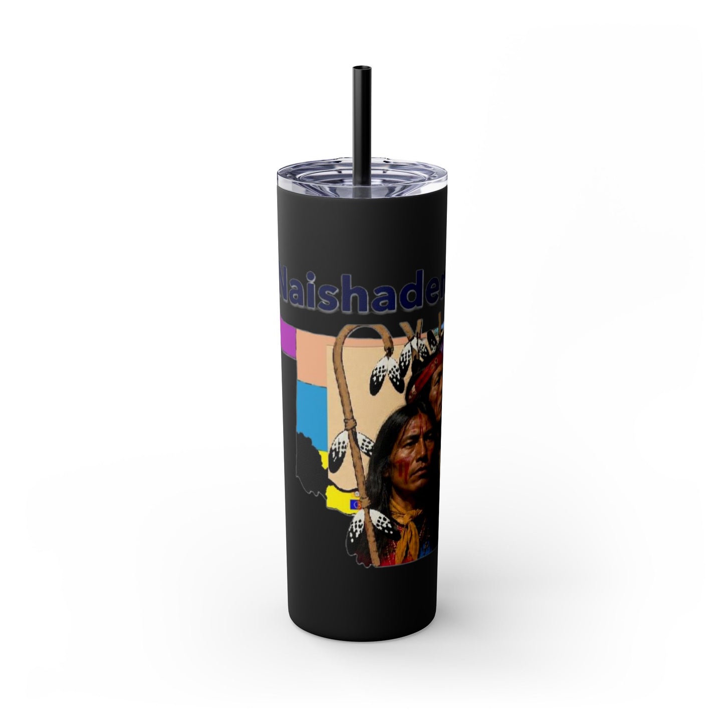 Apache 20oz Skinny Tumbler with Straw — Colorful Retro Design "Naishade"