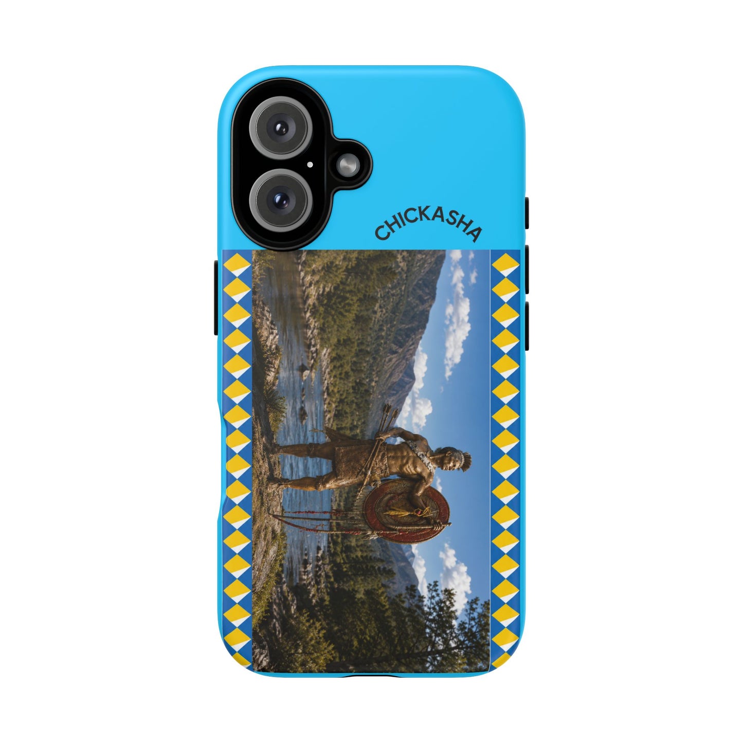 Chickasaw Tough Case — Native Warrior Phone Case with Scenic River Design