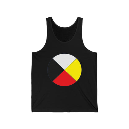 Native Medicine Wheel Tank Top — Four Directions Circle Design with Crossed Arrows