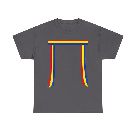 Ribbon & Arrows T‑Shirt — Minimal Tribal Ribbon Front with Crossed Arrows Back