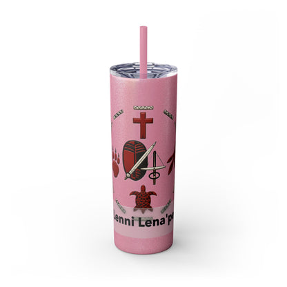 Delaware East Personalized 20oz Skinny Tumbler with Straw — Custom Name Tribal Crest Design