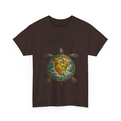 Turtle Globe Graphic Tee — "Turtle Is" Vintage Earth Turtle T-Shirt