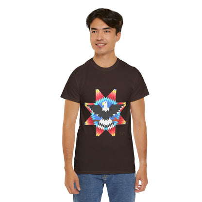 T-Shirt — Colorful Native Star Eagle Graphic Tee (Front Eagle Star, Back Crossed Arrows)