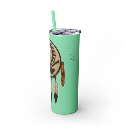 Iowa 20oz Skinny Tumbler with Native Dreamcatcher Design - 'Pahodje' Travel Straw Cup