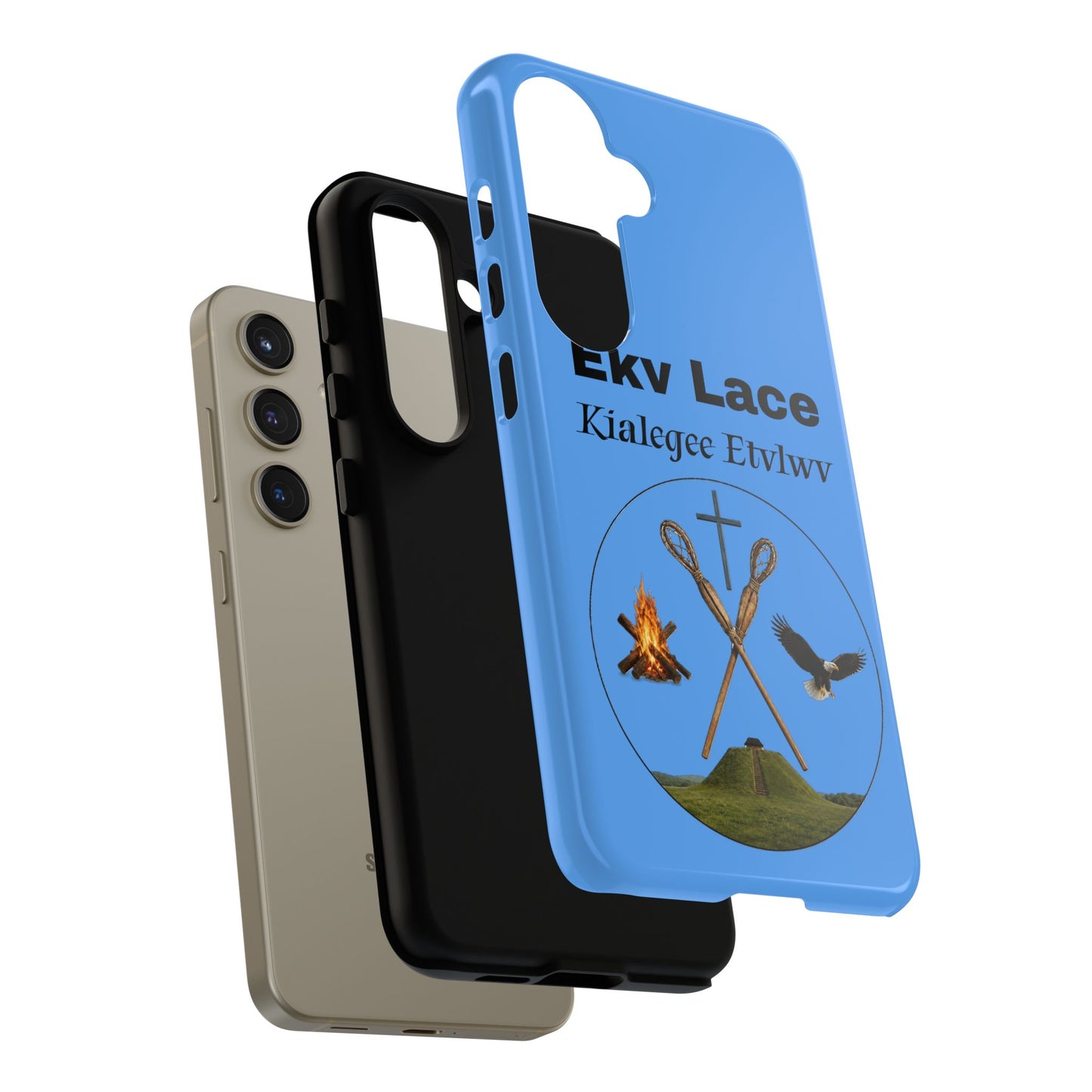 Kialegee Protective Phone Case — Custom 'Ekv Lace' Cross & Campfire Design