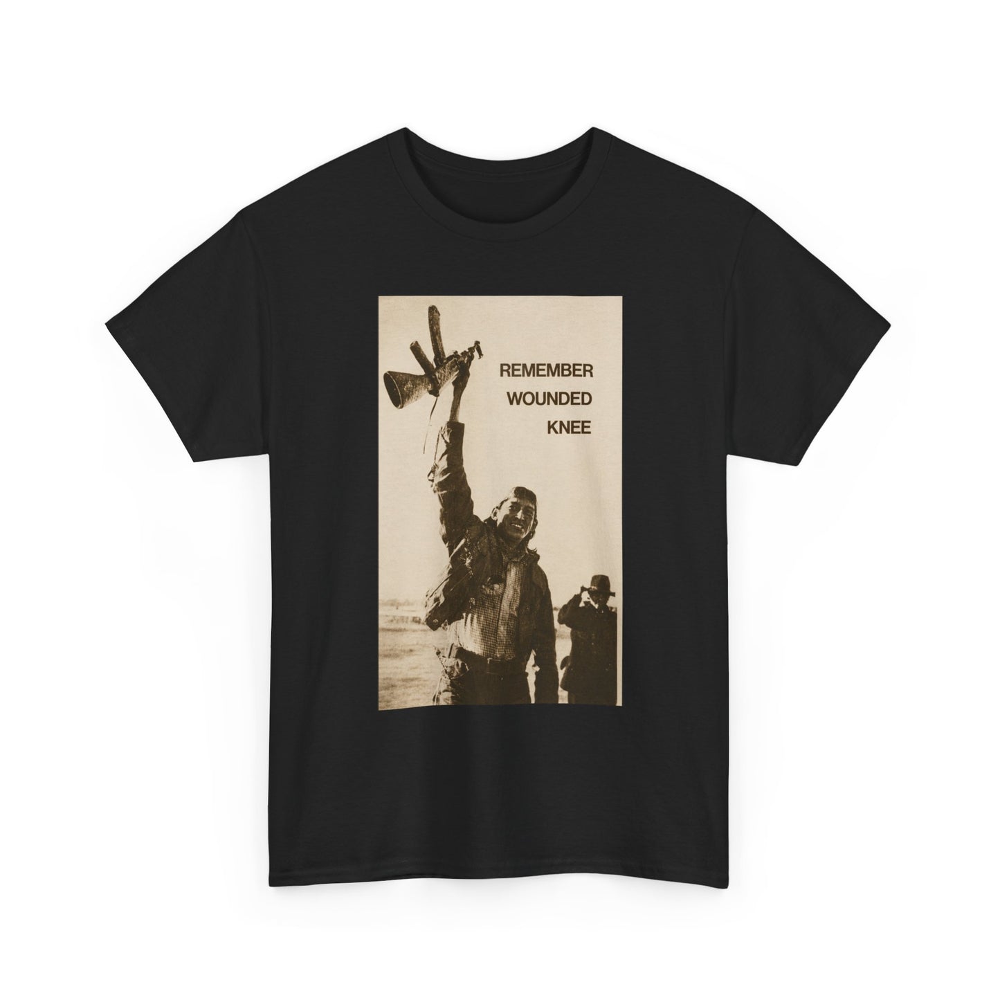 T-Shirt — 'Remember Wounded Knee' Historical Protest Tee with Arrow Emblem