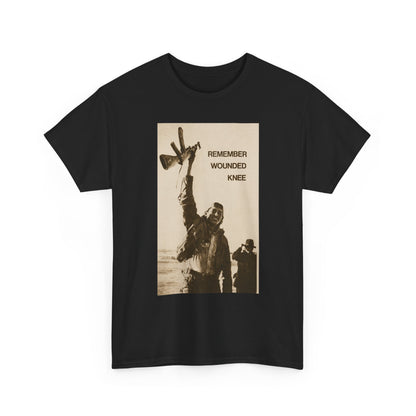 T-Shirt — 'Remember Wounded Knee' Historical Protest Tee with Arrow Emblem