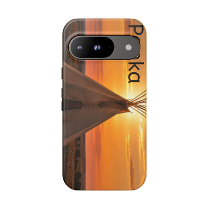 Ponca Sunset Tipi Phone Case — Personalized Native Teepee Landscape