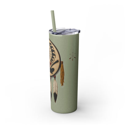 Iowa 20oz Skinny Tumbler with Native Dreamcatcher Design - 'Pahodje' Travel Straw Cup