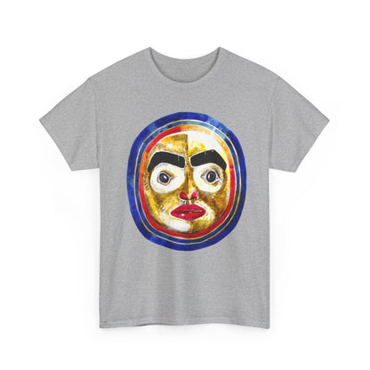 Moon Mask Art Tee — Colorful Surreal Face Graphic T-Shirt