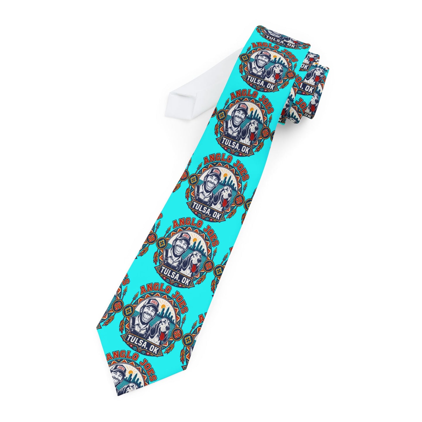 Necktie — Turquoise Skull & Floral Pattern Tie (Day of the Dead / Gothic Floral)