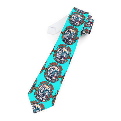 Necktie — Turquoise Skull & Floral Pattern Tie (Day of the Dead / Gothic Floral)