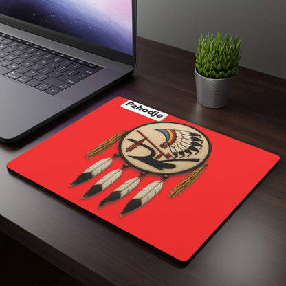 Iowa Mouse Pad — Native Feather Design on Red