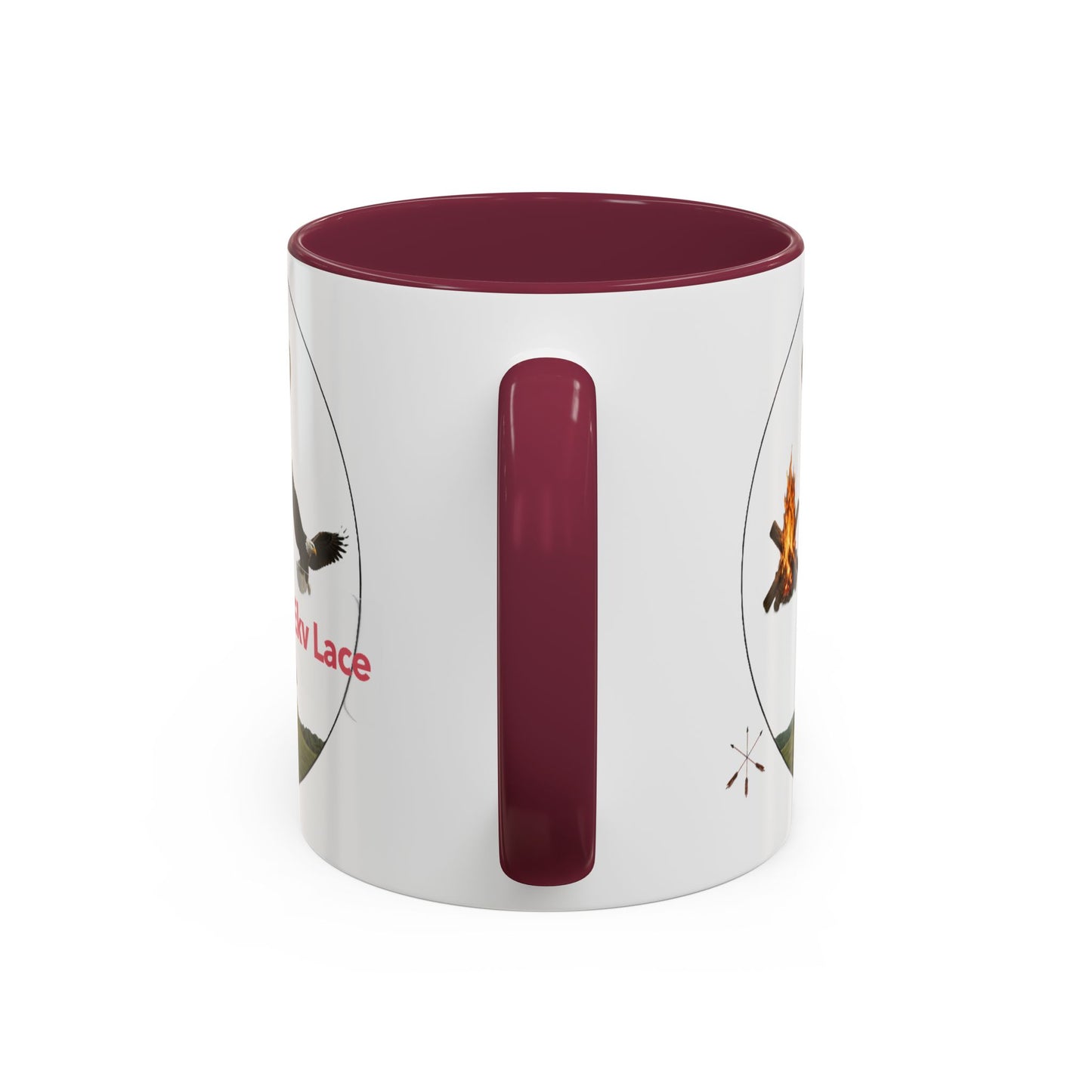 Kialegee Adventure Mug — 'Ekv Lace' Cross, Eagle & Campfire Ceramic Coffee Cup (11oz/15oz)