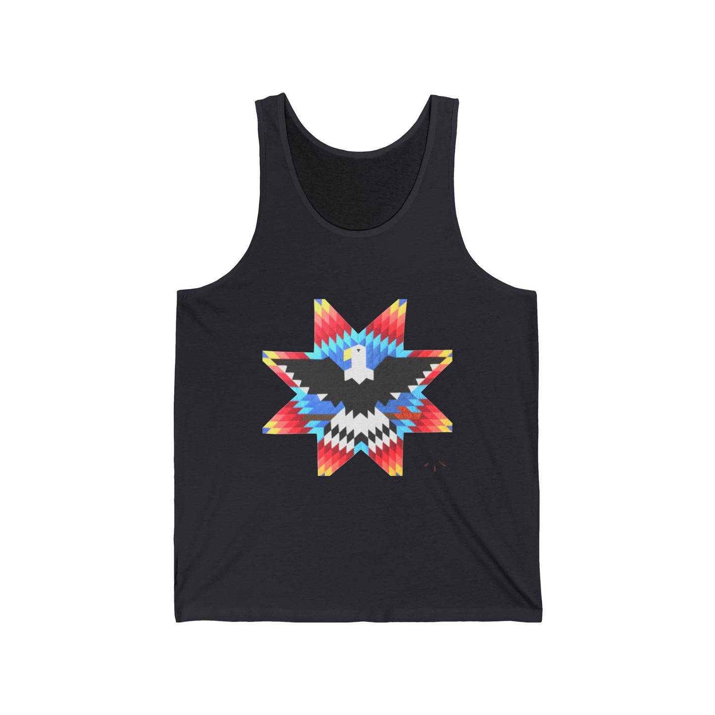 Native-Inspired Eagle Star Tank Top — Geometric Tribal Arrow Back Graphic