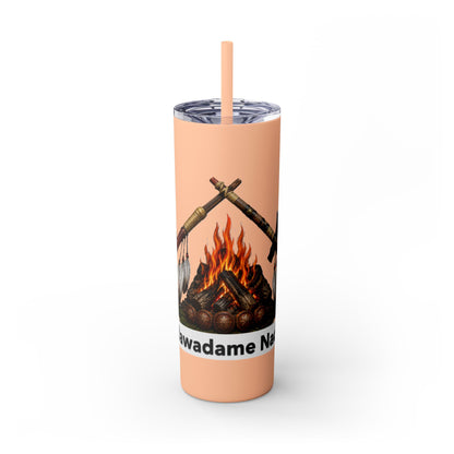 Pottawatomie Campfire Badge Skinny Tumbler 20oz — Badawadame Nation Design