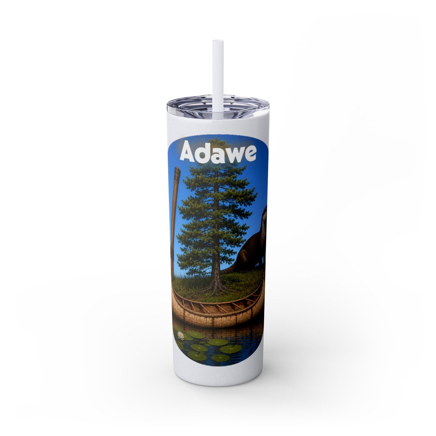 Ottawa Adawe Canoe Skinny Tumbler — 20oz Insulated Travel Cup with Straw