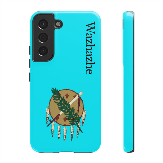Osage Phone Case — Wazhahze Tribal Shield Design (Native Feather & Tomahawk)