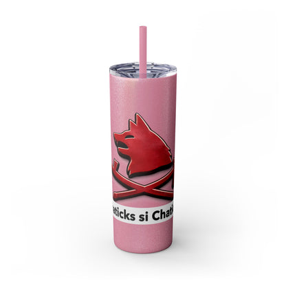 Pawnee Skinny Tumbler — Red Wolf Logo 20oz Insulated Tumbler with Straw