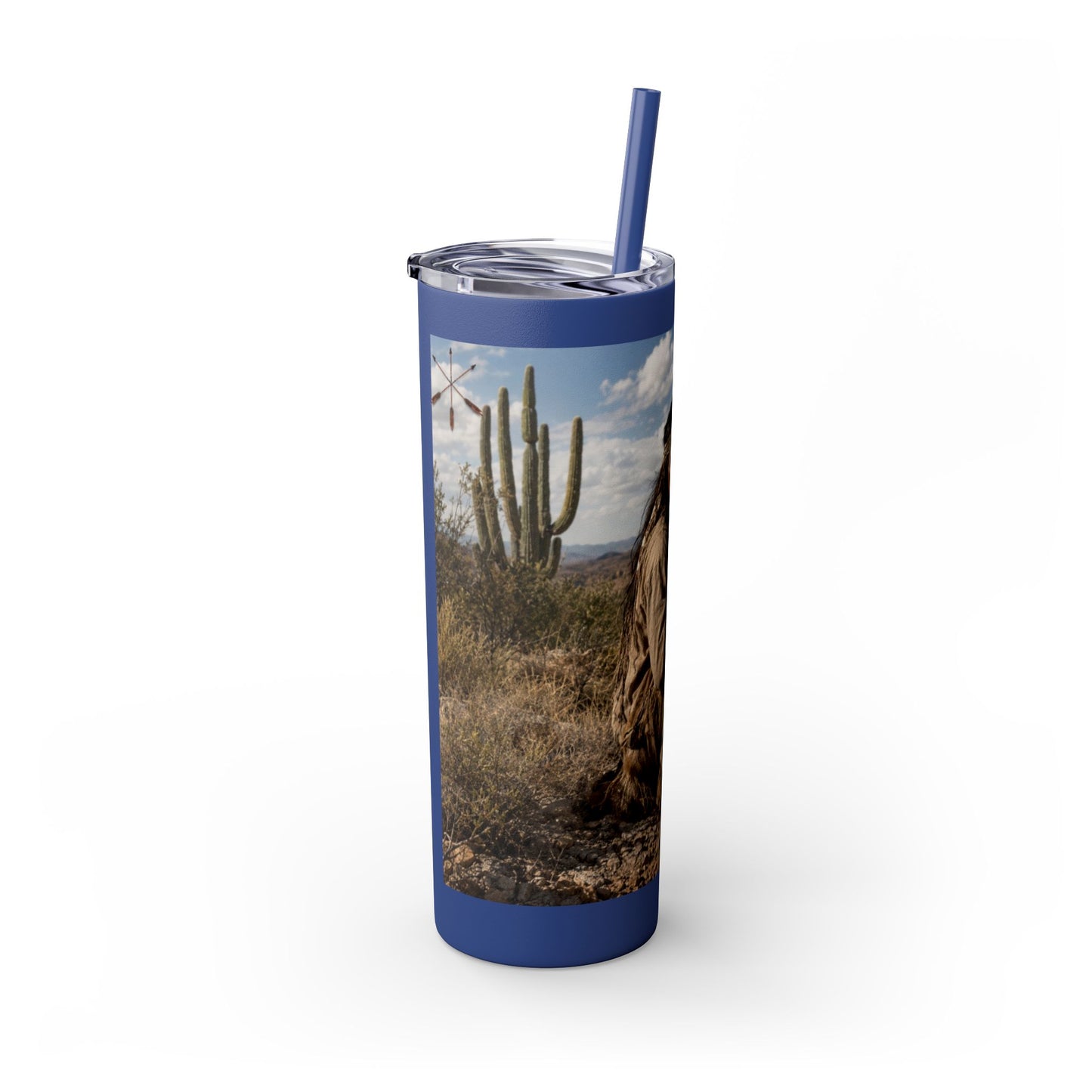 Ft. Sill Apache 20oz Skinny Tumbler with Desert Native Warrior Photo Wrap