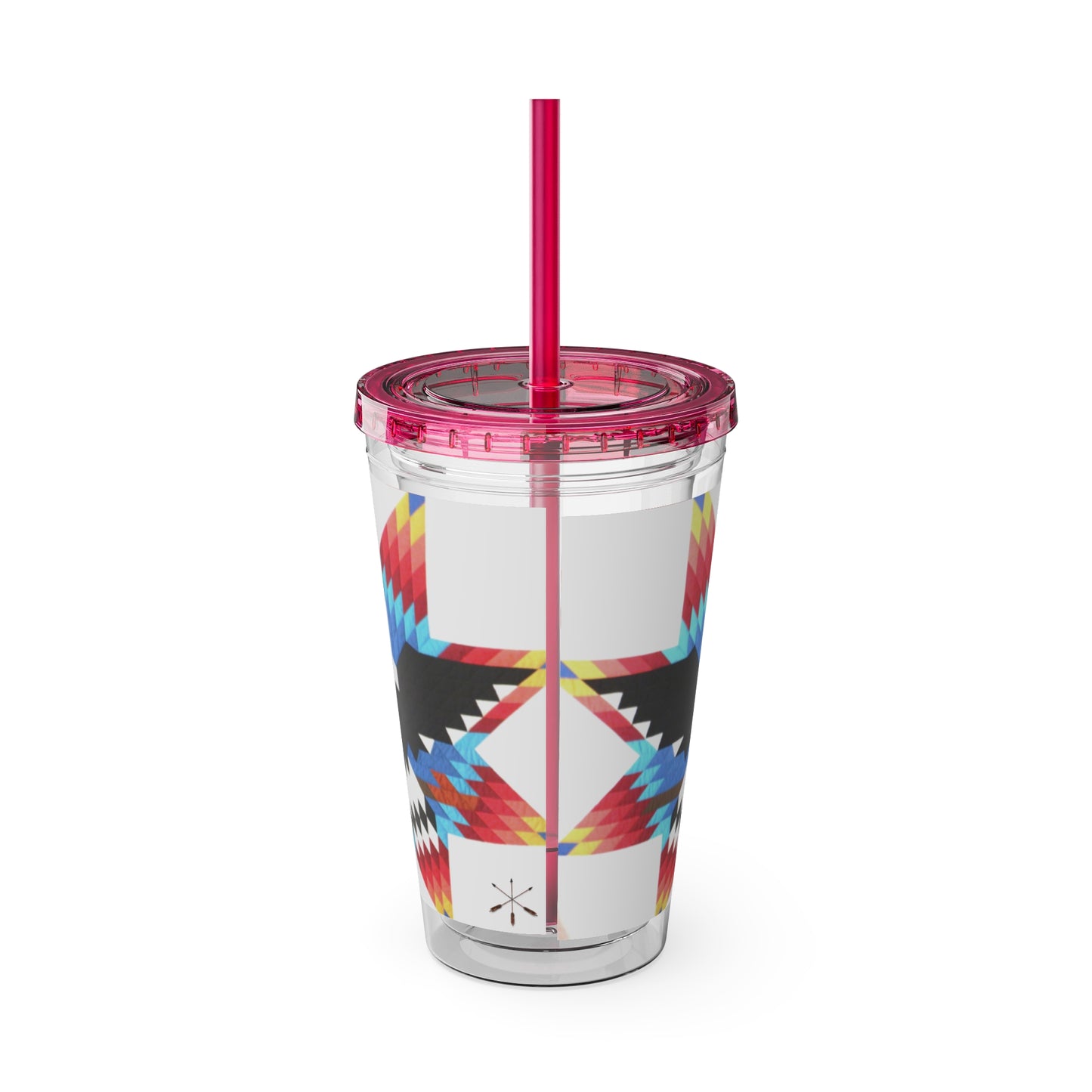 Onci 16oz Sunsplash Tumbler with Straw — Southwestern Eagle Pattern, Insulated Travel Cup