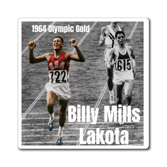 Billy Mills 1964 Olympic Gold Magnet — Lakota Runner Refrigerator Magnet