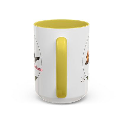 Kialegee Adventure Mug — 'Ekv Lace' Cross, Eagle & Campfire Ceramic Coffee Cup (11oz/15oz)