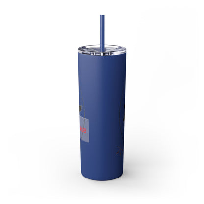 Kialegee 20oz Skinny Tumbler — Faith & Outdoor Lacrosse Design with Cross, Sticks, Campfire