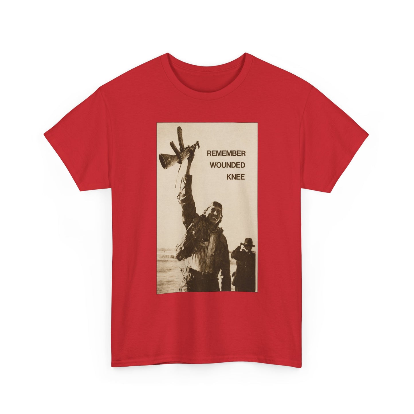 T-Shirt — 'Remember Wounded Knee' Historical Protest Tee with Arrow Emblem