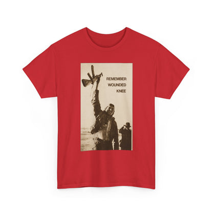 T-Shirt — 'Remember Wounded Knee' Historical Protest Tee with Arrow Emblem