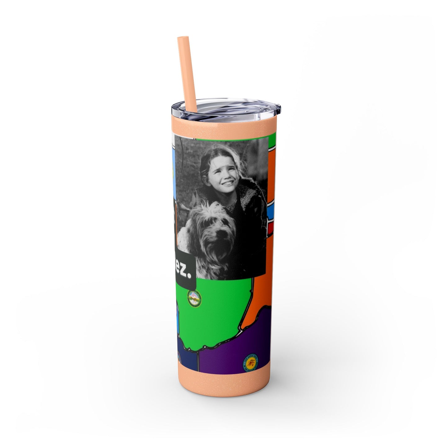 20oz Skinny Tumbler — 'Half-Pint Illegally on Osage Rez' Graphic Stainless Straw Cup