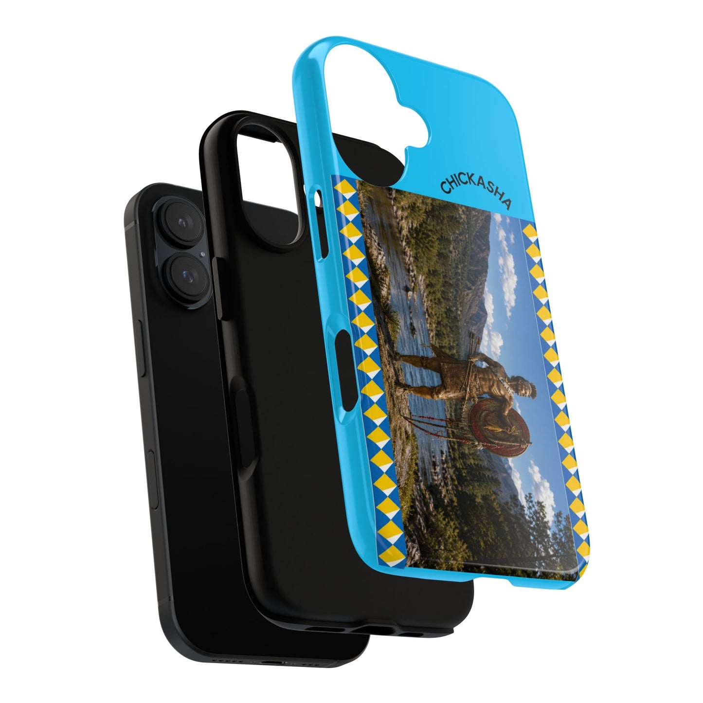 Chickasaw Tough Case — Native Warrior Phone Case with Scenic River Design