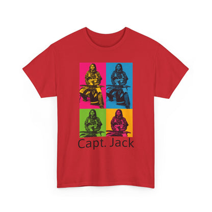 T-Shirt — Capt. Jack Pop-Art Portrait Tee with Arrow Back Print