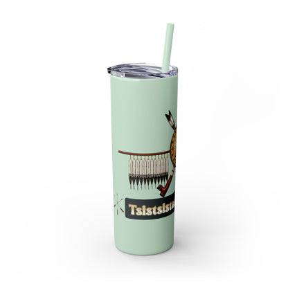 Cheyenne Arapaho 20oz Skinny Tumbler — Native American Shield & Arrows Design (Tsistsistas - Hinono'eitiit)