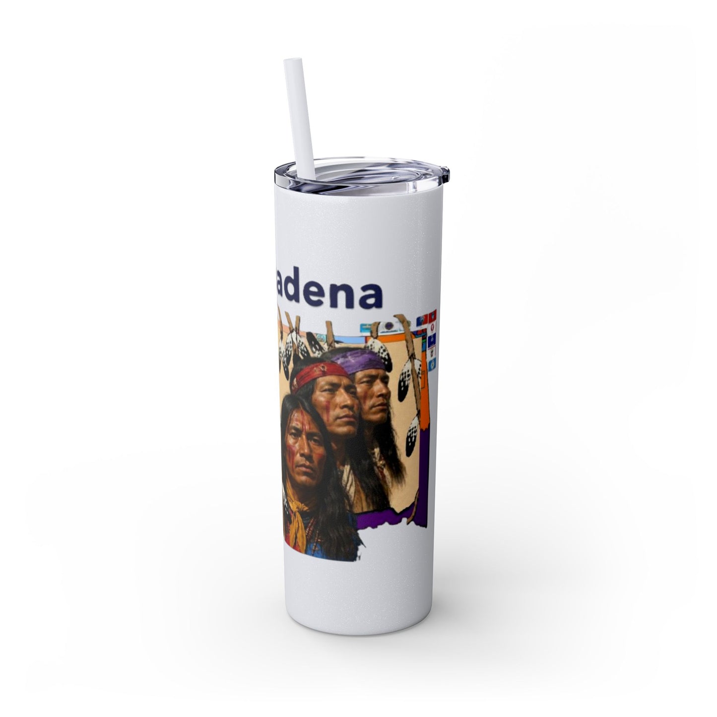 Apache 20oz Skinny Tumbler with Straw — Colorful Retro Design "Naishade"